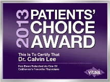 Patient Choice Award 2013 for Calvin Lee for Botox injections in Modesto, CA