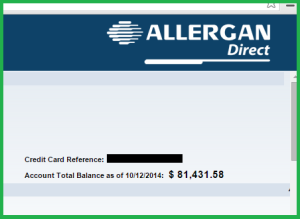 Owing "uncle" Allergan.  It's probably a good idea to pay on time!