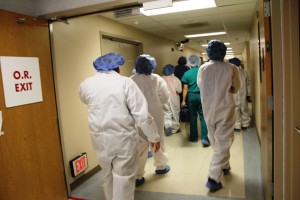 Walking into the operating room areas at Doctors Medical Center in Modesto, California